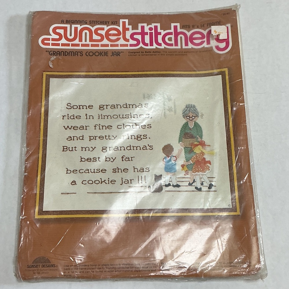 Sunset Stitchery 'Grandma's Cookie Jar' Wall Art Kit NEW